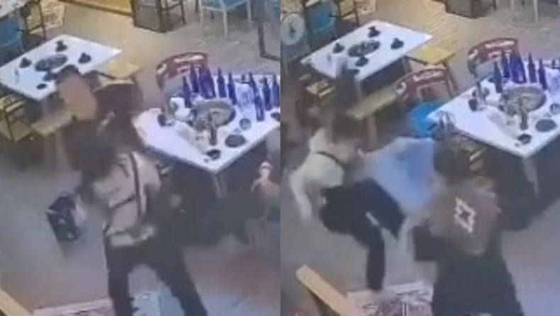 Σερβιτόρα έβγαλε νοκ άουτ δύο πελάτες που την παρενόχλησαν, ο ένας της πέταξε καρέκλα (vid)