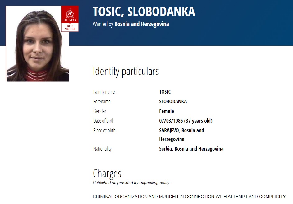 Interpol Slobodanka Tosic