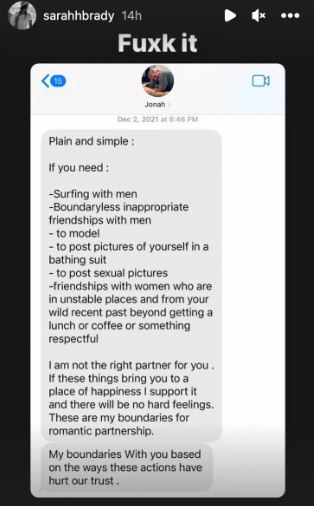 Jonah Hill: Τα Instagram Stories της πρώην του που τον κατηγορεί για «συναισθηματική κακοποίηση» Jonah Hill, Sarah Brady screenshot