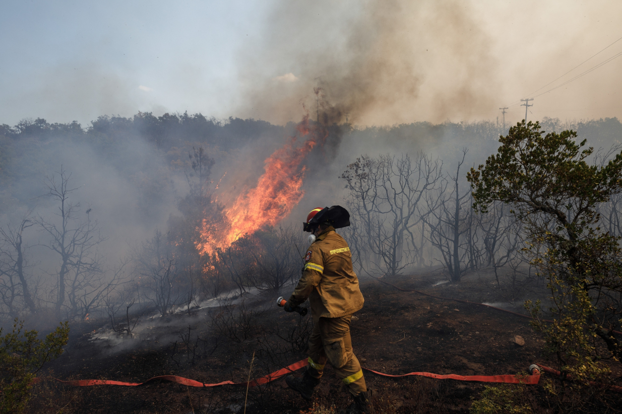 Φωτιά στην Κάρυστο: Εκκενώθηκαν δύο χωριά, απειλούνται σπίτια και στάβλοι 