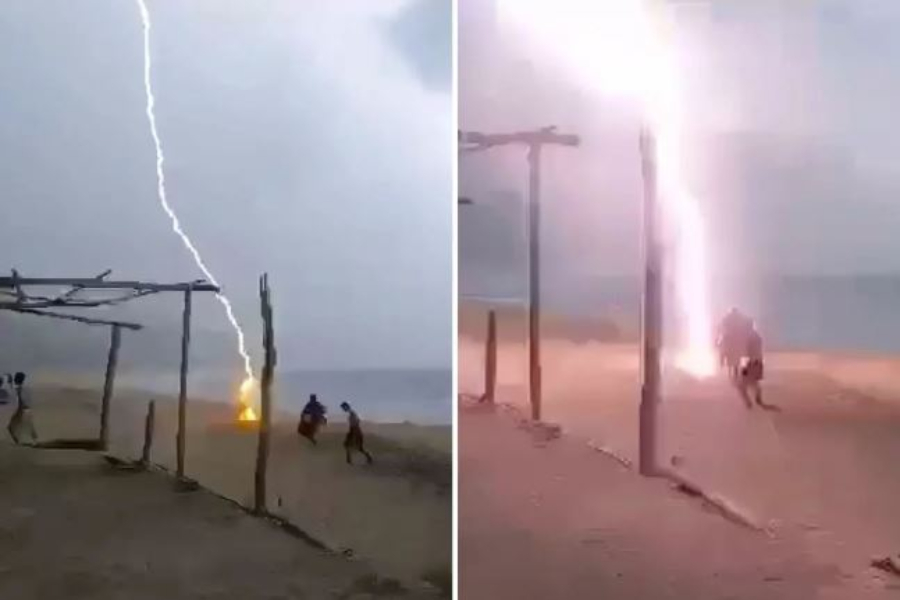 Η τρομακτική στιγμή που κεραυνός σκοτώνει δύο ανθρώπους σε παραλία στο Μεξικό (vid)