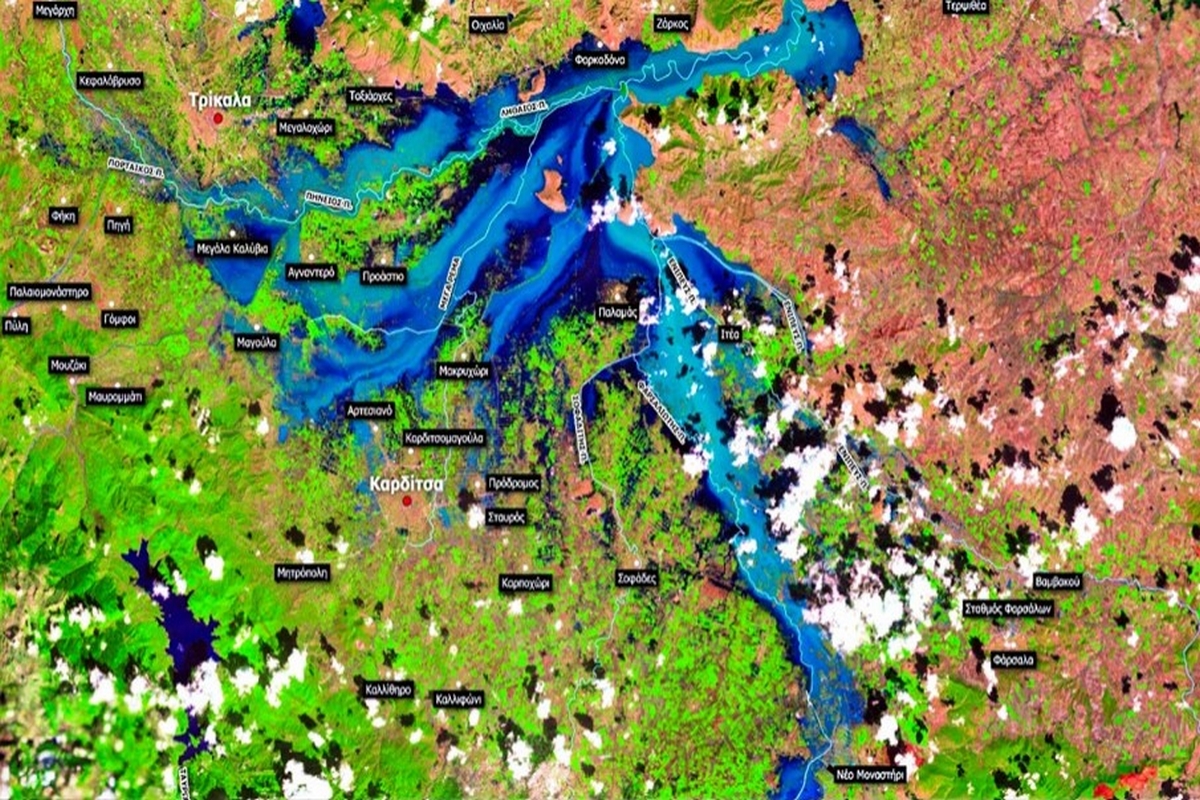Κακοκαιρία Daniel: Δορυφόρος απεικονίζει τις πρωτοφανείς πλημμύρες – Έχουν «πνιγεί» Τρίκαλα και Καρδίτσα